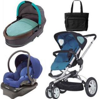 Quinny Buzz 3 Travel System and Dreami Bassinet in Blue with Diaper Bag