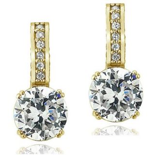 Gold over Sterling Silver 100 Facet CZ Earrings