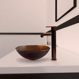 Kenyan Twilight Glass Vessel Bathroom Sink with Seville Faucet by Vigo