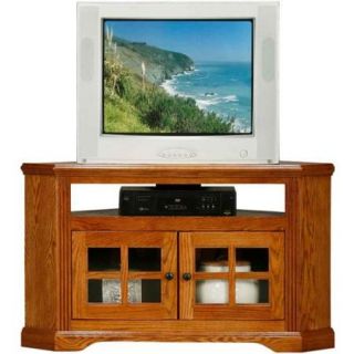 Oak Ridge Corner TV Stand w Glass Doors (Medium Oak)
