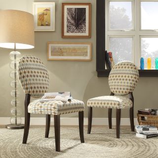 Inspire Q Blanca Round Back Criss Cross Print Fabric Dining Chairs   Set of 2