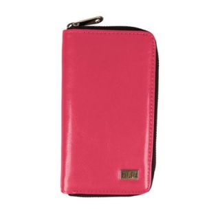 BMC Womens Long Leather Zipper Cellphone Holder Wallet Organizer   CORAL PINK