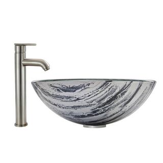 Rising Moon Glass Vessel Sink and Seville Faucet Set