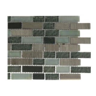 Splashback Tile Galaxy Blend Brick Pattern 1/2 in. x 2 in. Marble and Glass Tile   6 in. x 6 in. Tile Sample R4D6