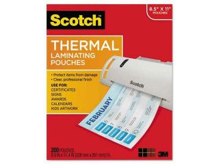 Scotch Letter size thermal laminating pouches, 3 mil, 11 2/5 x 8 9/10, 200 per pack