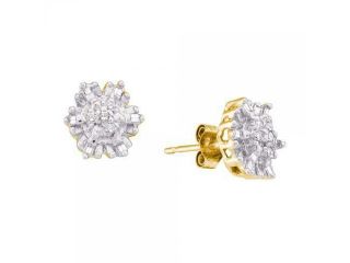 14k Yellow Gold 0.11 CTW Diamond Cluster Stud Earrings   1.76 gram    #556 22906