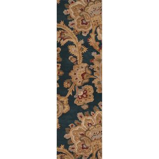 Hand tufted Transitional Tierralta Blue Floral New Zealand Wool Rug (2