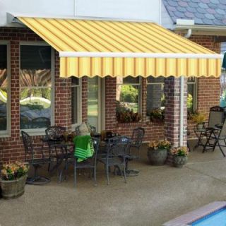 AWNTECH 12 ft. LX Destin with Hood Left Motor/Remote Retractable Acrylic Awning (120 in. Projection) in Yellow/Terra DTL12 605 LYTER