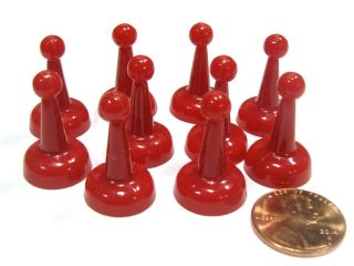 Set of 10 Standard Pawns 25mm Peg Pieces for Board Game Play   Red