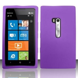 Insten For Nokia Lumia 900 Silicone Skin Case   Purple
