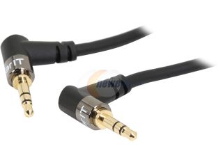 GearIT GI 35MM DRA BK 4FT 4ft Dual Right Angle 3.5mm Aux Audio Stereo Cable M M