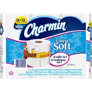 Charmin Ultra Soft Toilet Paper Mega Rolls, 308 sheets, 18 rolls