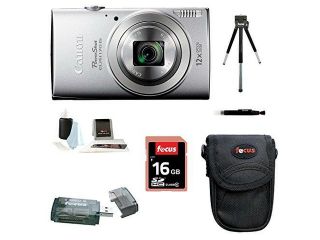 CANON ELPH 160: Canon PowerShot 160 ELPH IS Digital Camera (Silver) with 16GB Accessory Bundle