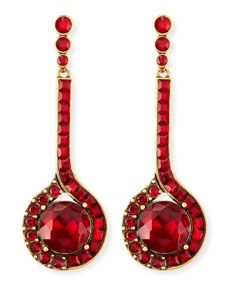 Oscar de la Renta Cardinal Red Crystal Drop Earrings