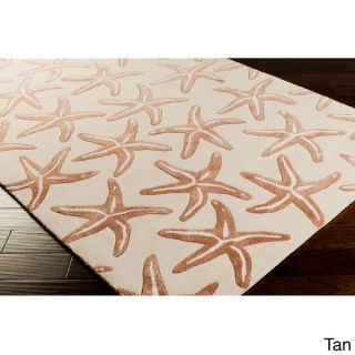 Decorative Starfish Coastal Pattern Aqua Area Rug (2 x 3)