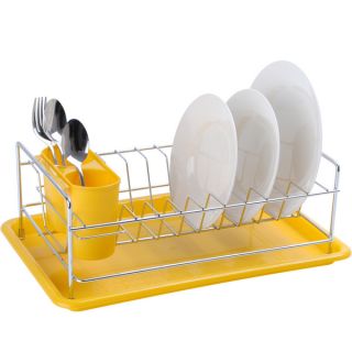Alpine Cuisine Dish Rack with Utensil Holder and Drain Tray   16318374