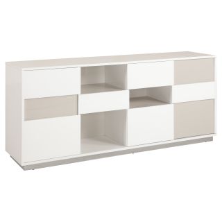 Chintaly Gina Contemporary 2 Tone Buffet with Open Storage   Buffets & Sideboards