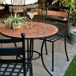 Coral Coast Terra Cotta Mosaic Bistro Set   Outdoor Bistro Sets