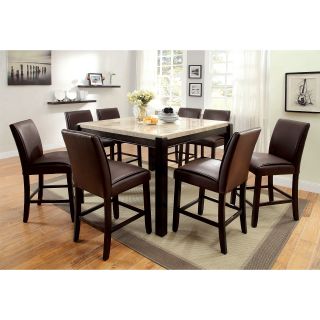 Furniture of America Friedrich Modern Counter Height Marble Dining Table   Dining Tables