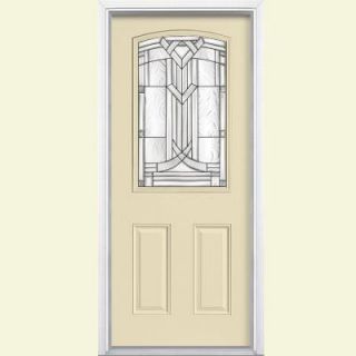 Masonite 36 in. x 80 in. Chatham Camber Top Half Lite Painted Smooth Fiberglass Prehung Front Door with Brickmold 45005