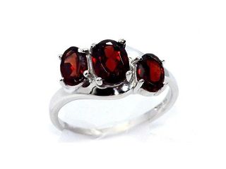 2 Ct Garnet Oval Ring .925 Sterling Silver Rhodium Finish [Jewelry]