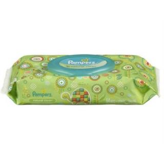 Pampers Natural Clean Wipes Travel Pack, 64 ea (Pack of 2)