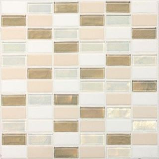 Daltile Coastal Keystones Coconut Beach 12 in. x 12 in. x 6 mm Glass Mosaic Floor and Wall Tile CK8521PM1P