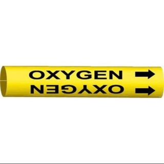 BRADY 4105 B Pipe Marker, Oxygen, Yel, 1 1/2 to 2 3/8 In
