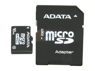 ADATA 16GB Class 10 Micro SDHC Flash Card with SD adaptor Model AUSDH16GCL10 RA1