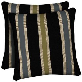 Hampton Bay Black Ribbon Stripe Square Outdoor Throw Pillow (2 Pack) JC24554Y D9D2
