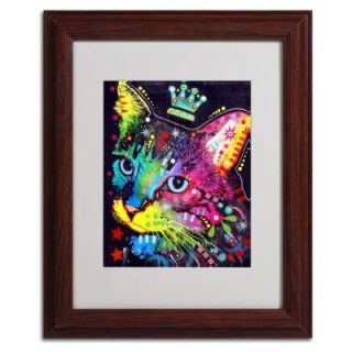 Trademark Fine Art 11 in. x 14 in. Thinking Cat Crowned Matted Brown Framed Wall Art ALI0245 W1114MF