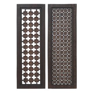 Elegant Two Assorted Wood Wall Panels Sculpture