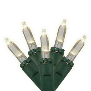 Set of 50 Candlelight Clear LED Mini Christmas Lights   Green Wire