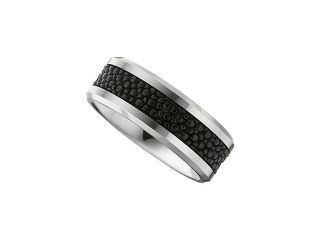 8.3MM Dura Tungsten Beveled Band With Black Stingray Inlay Size 11