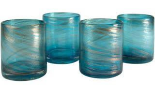 Artland 16 oz. Shimmer Double Old Fashion Glass   Turquoise   Set of 4