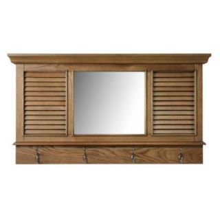 Home Decorators Collection Shutter 23.25 in. H x 43 in. W Weathered Oak Framed Wall Mirror with 4 Hooks 1157710930