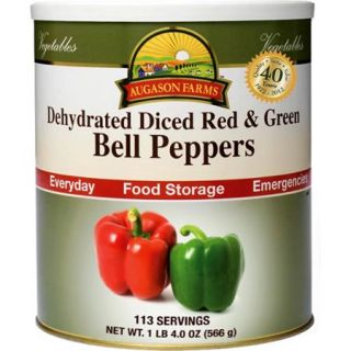 Augason Farms Emergency Food Dehydrated Diced Red & Green Bell Peppers Mix, 20 oz