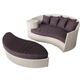 Modway Taiji Outdoor Daybed with Ottoman & Cushions
