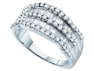 14K White Gold 1.00CT Elegant White Diamond Baguette Wedding Fashion Ring