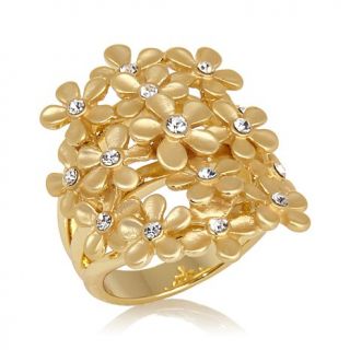 Roberto by RFM "Un Giardino" Crystal Goldtone Floral Cluster Ring   7526954
