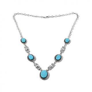 Chaco Canyon Southwest Oval Turquoise Station Sterling Silver 23" Necklace   7750619