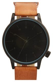 Komono Winston Round Dial Leather Strap Watch, 40mm