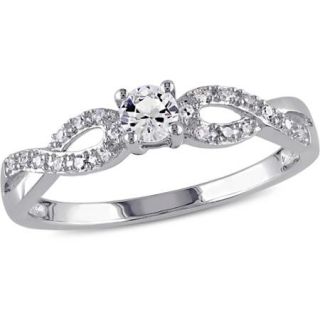Miabella 1/4 Carat T.G.W. Created White Sapphire and Diamond Accent Sterling Silver Infinity Engagement Ring