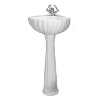 St. Thomas Creations Barcelona 20" Corner Pedestal Sink Basin in White DISCONTINUED 5036.012.01