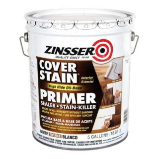 Zinsser 5 gal. Cover Stain High Hide White Oil Base Interior/Exterior Primer and Sealer 3550