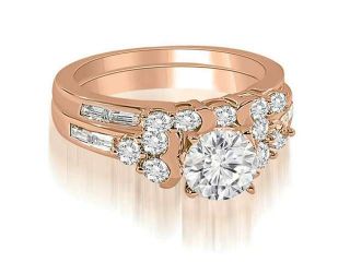 2.00 cttw. Round And Baguette Cut Cluster Diamond Bridal Set in 18K Rose Gold