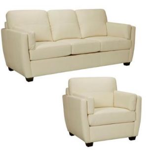 Hamilton Ivory Italian Leather Sofa and Chair