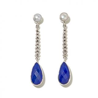 Nicky Butler Lapis and Cultured Freshwater Pearl Sterling Silver Linear Drop Earrings   7878563