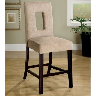 Furniture of America Priscilla Counter Height Padded Fabric Dining Side Chairs   Espresso   Set of 2   Bar Stools
