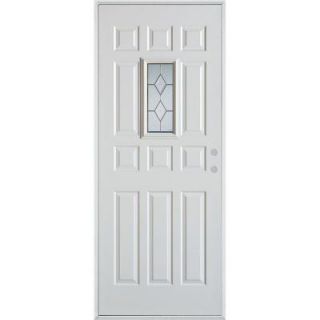 Stanley Doors 32 in. x 80 in. Geometric Patina Rectangular 1 Lite 12 Panel Prefinished Left Hand Inswing Steel Prehung Front Door 1102T T12 32 L P